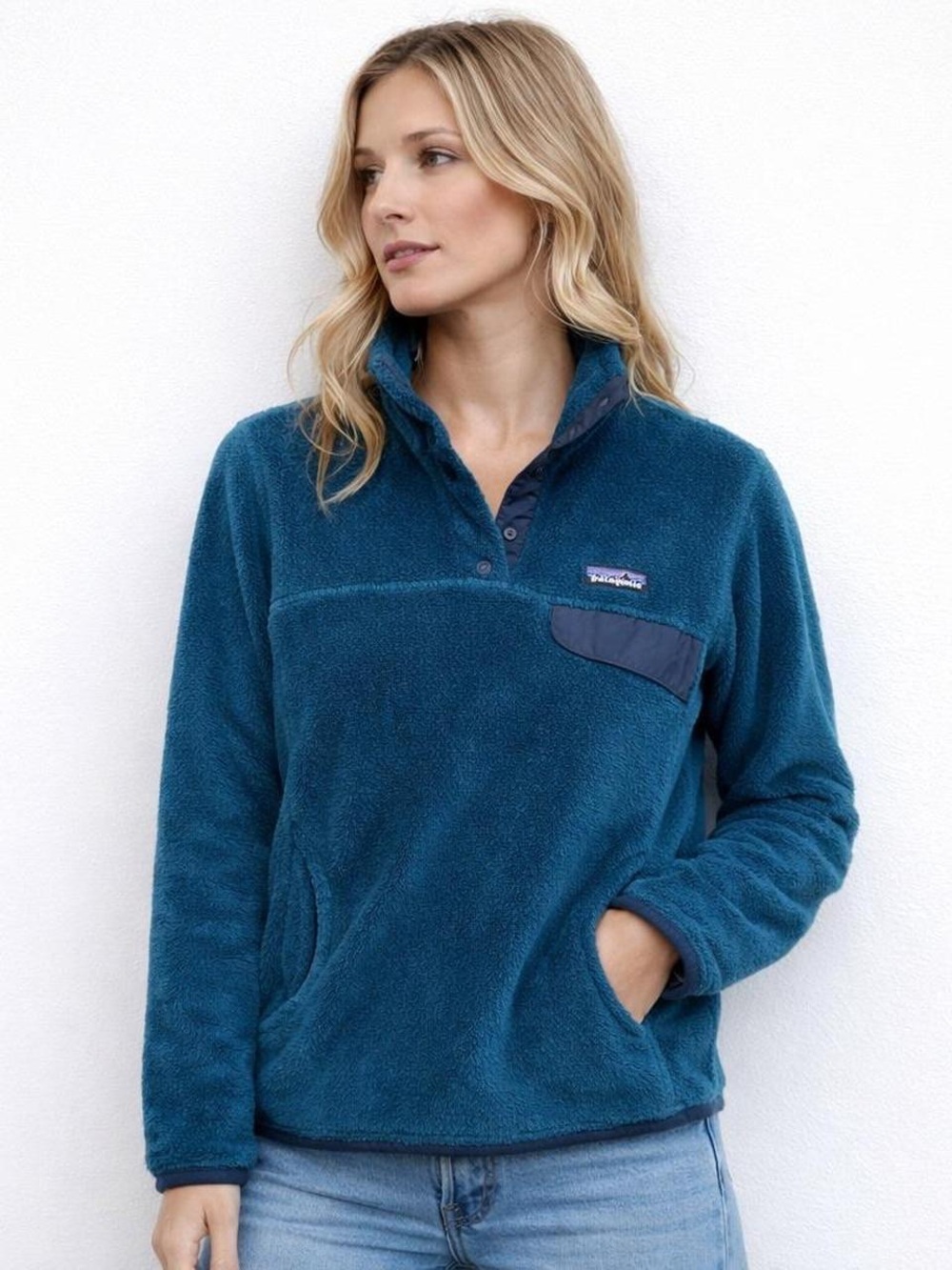 Patagonia Women's Lightweight Synchilla Snap-T Blue Teal Fleece Pullover XS